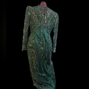 Women’s sophisticated dresses for special occasions .Green beaded fabric